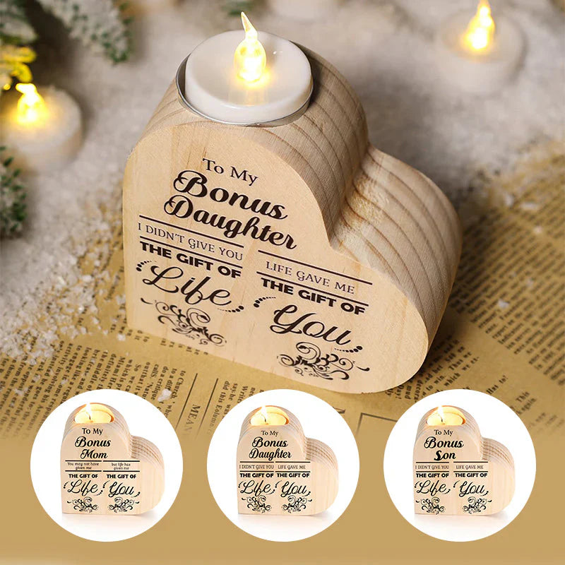 Porte-bougies en Bois avec Motif de Cœur - un Cadeau qui A du Sens!