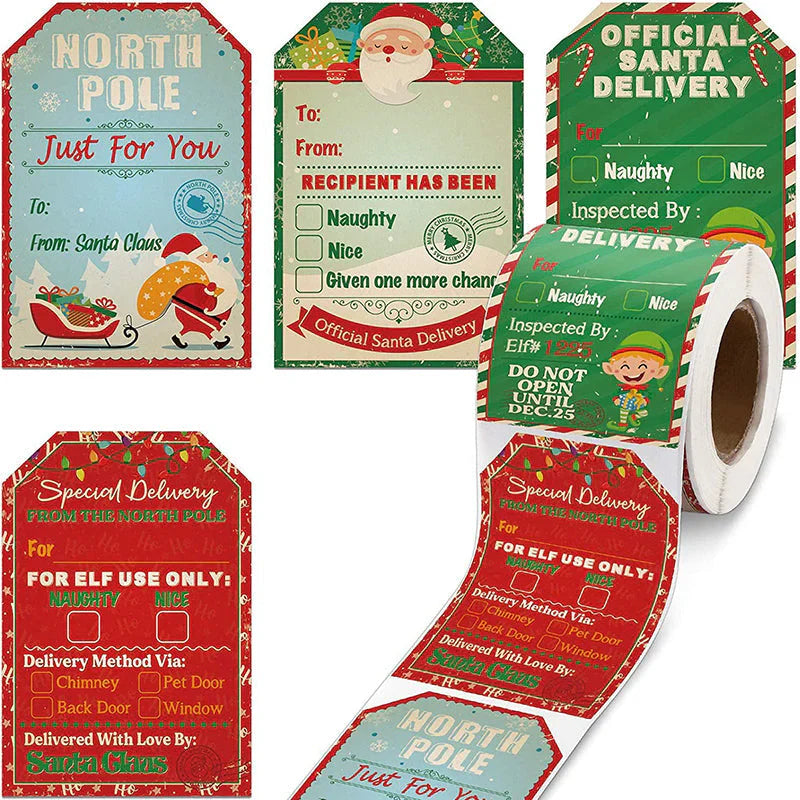 Rouleau D' Autocollants Cadeaux de Noël (200 Pièces)