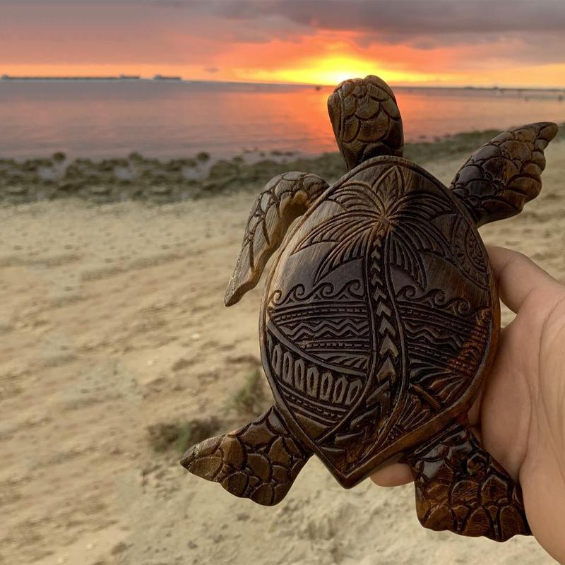 Figure de Tortue Tropicale - Élément de Décoration en Résine