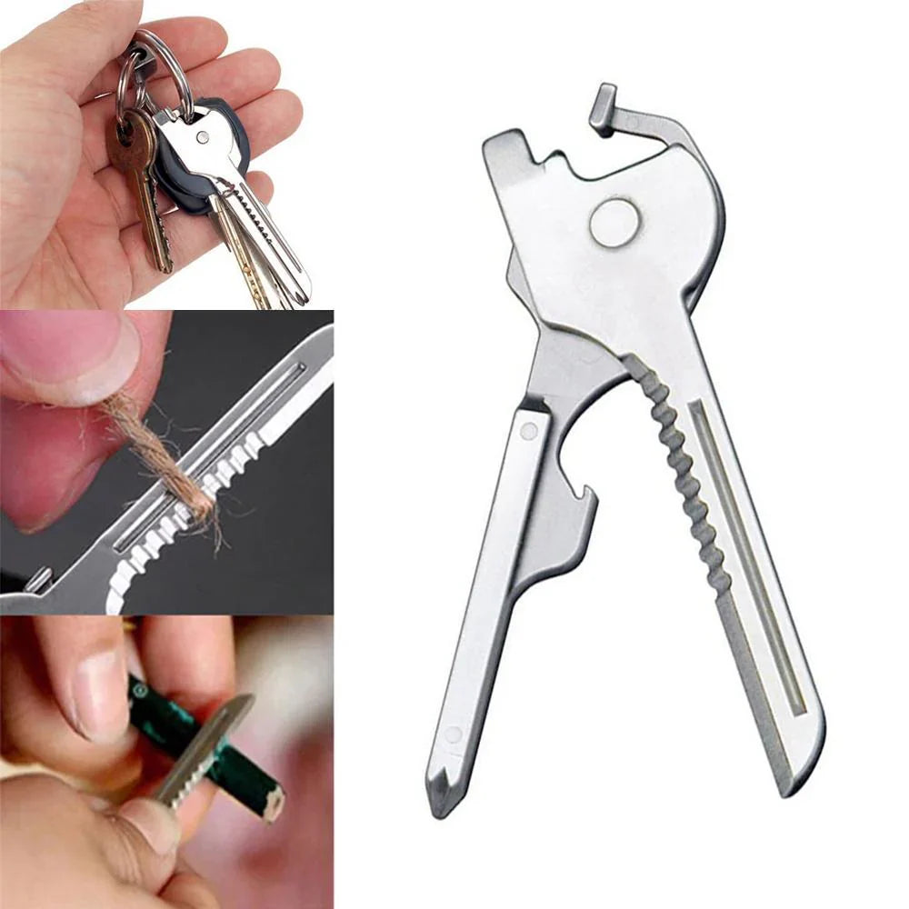 Mini-outil 6 en 1 Porte-clés en Acier Inoxydable