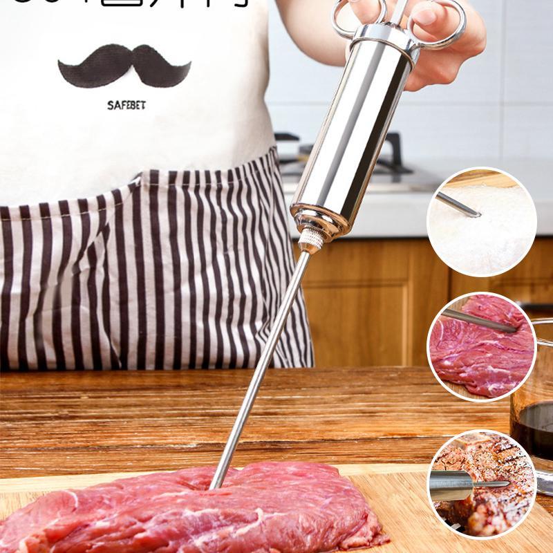 Seringue à Marinade en Acier Inoxydable 304 - Parfait pour des Plats de Viande Juteux et Aromatiques