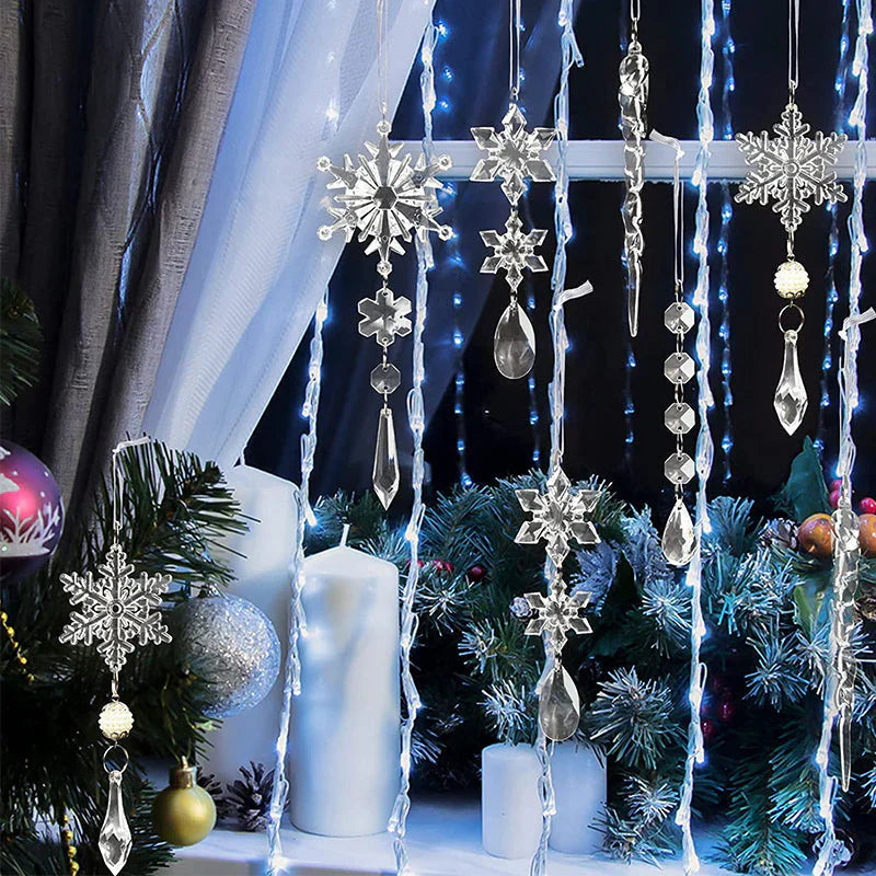 Flocons de Neige en Cristal Décorations de Sapin de Noël