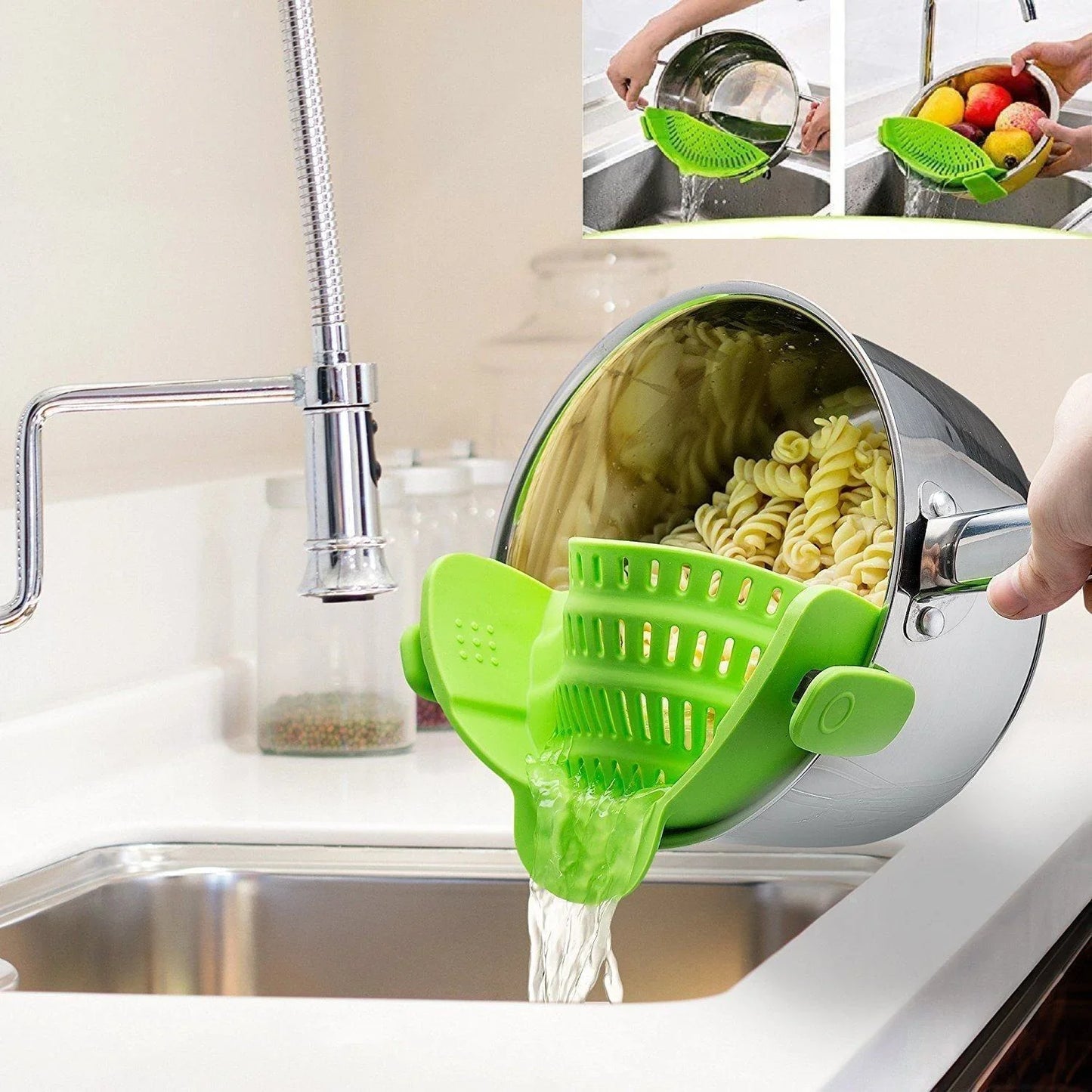 Adaptateur de Passoire en Silicone Innovant pour les Casseroles et les Poêles
