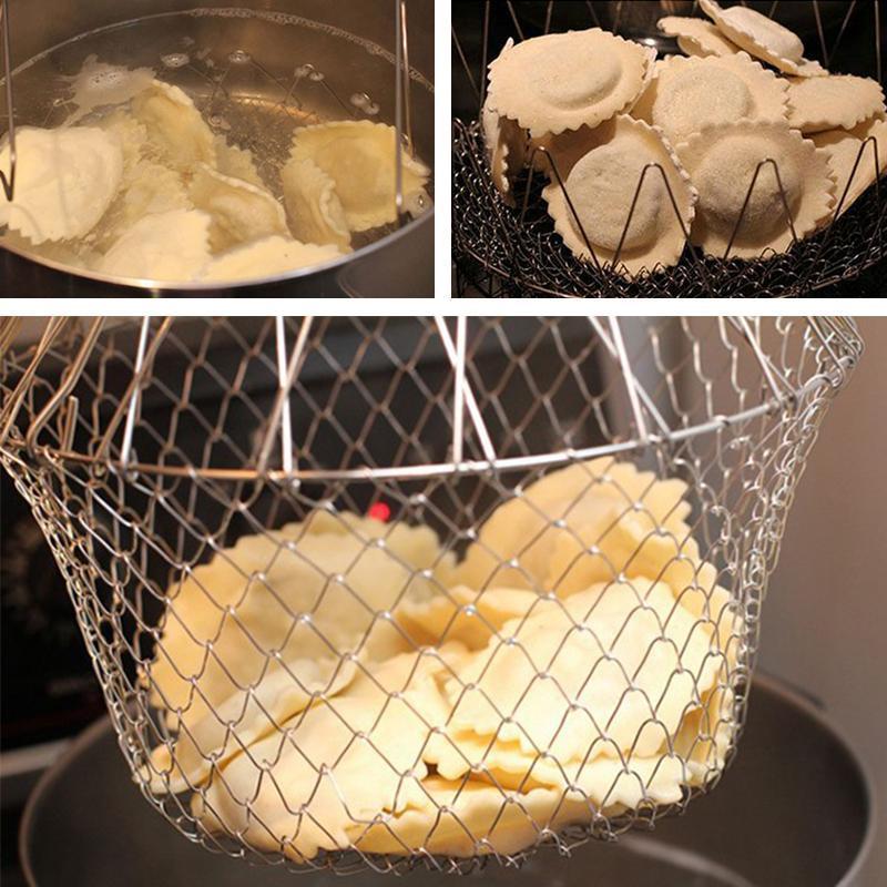 Passoire de Cuisine Pliable en Acier Inoxydable