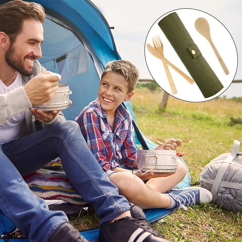 Set de Couverts en Bambou Durable - Portable, Élégant et Respectueux de L' Environnement