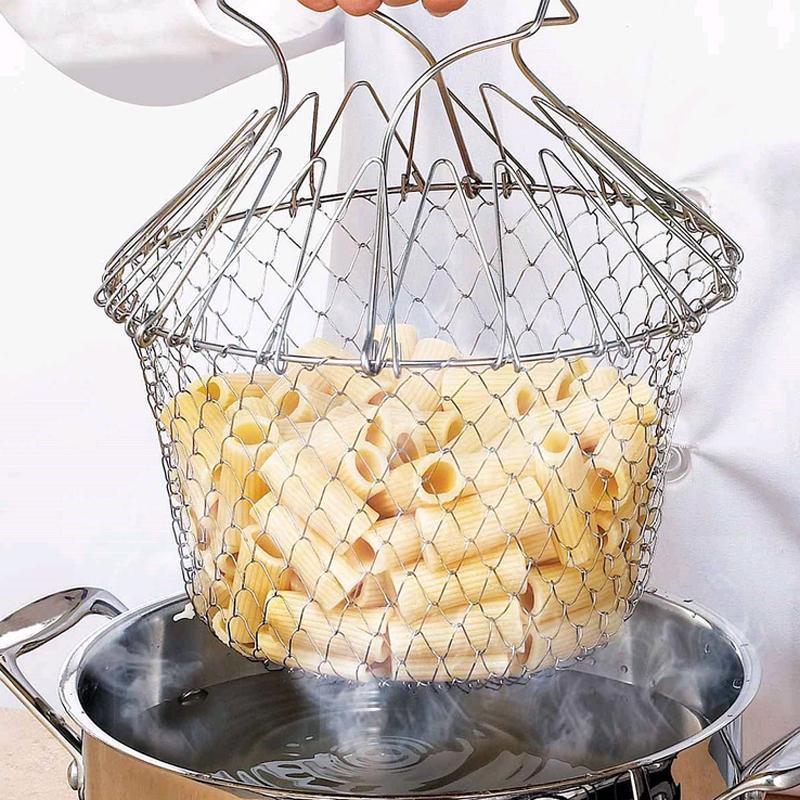 Passoire de Cuisine Pliable en Acier Inoxydable