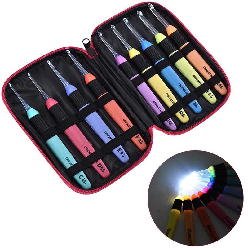 Set de Crochets Lumineux - 9 Pièces pour les Travaux D' Aiguille Créatifs
