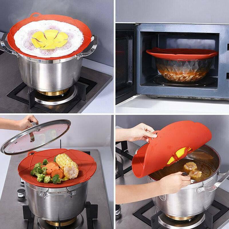 Protection Anti-débordement en Silicone en Forme de Fleur - Parfait pour Cuisiner Proprement