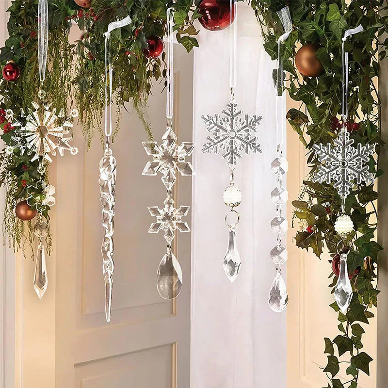 Flocons de Neige en Cristal Décorations de Sapin de Noël
