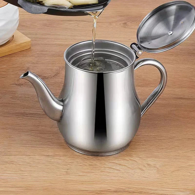 Huilier en Acier Inoxydable avec Passoire - Cuisine Propre et Durable!