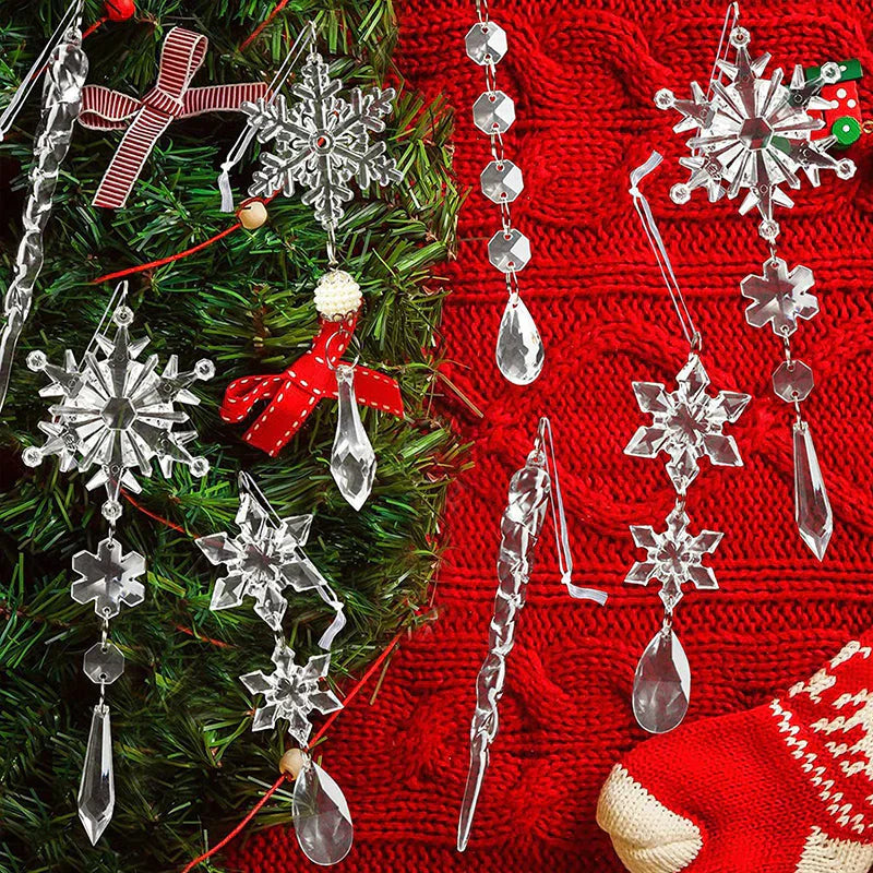 Flocons de Neige en Cristal Décorations de Sapin de Noël