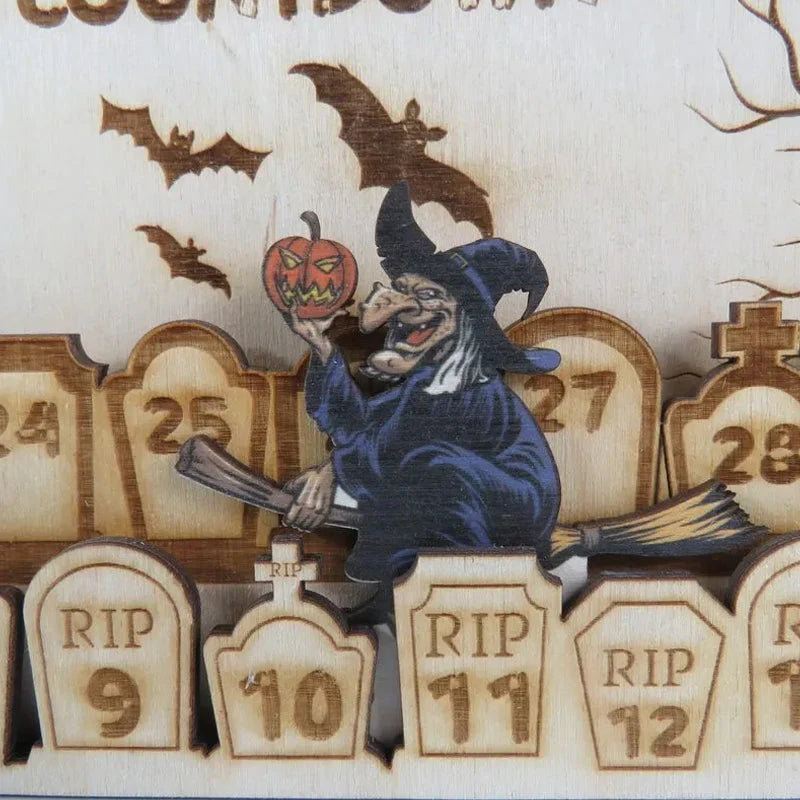 Calendrier du Compte à Rebours D' Halloween en Bois