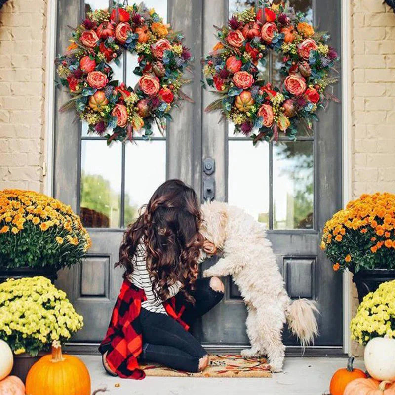 Couronne de Citrouille D' Automne - une Décoration Élégante pour Votre Porte D' Entrée