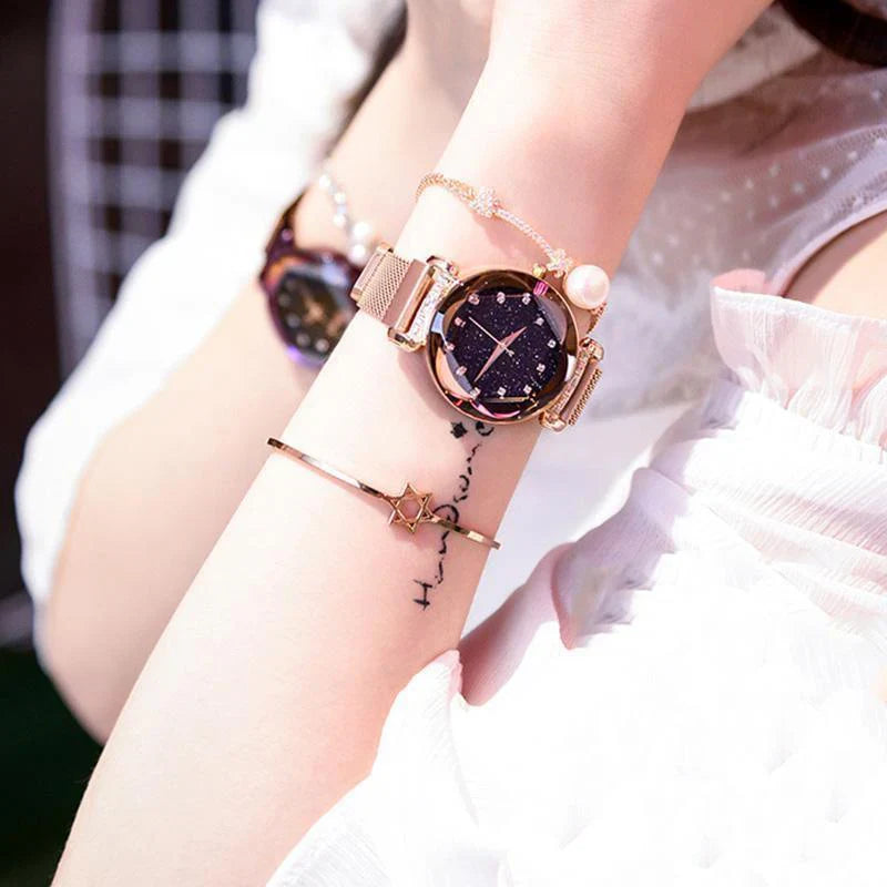 Montre Étanche avec Design de Ciel Étoilé pour les Filles
