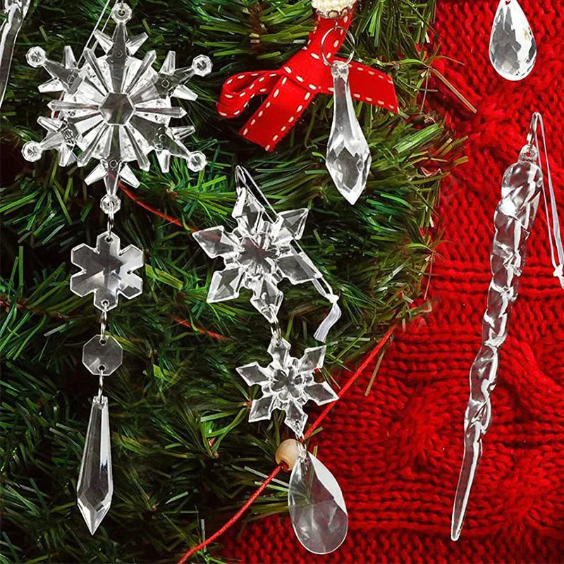 Flocons de Neige en Cristal Décorations de Sapin de Noël