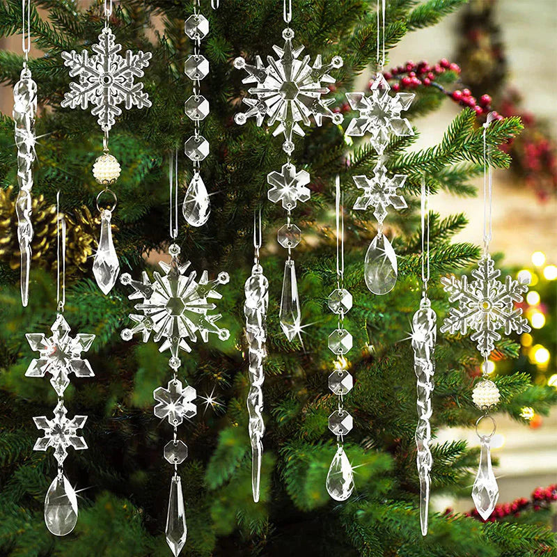 Flocons de Neige en Cristal Décorations de Sapin de Noël