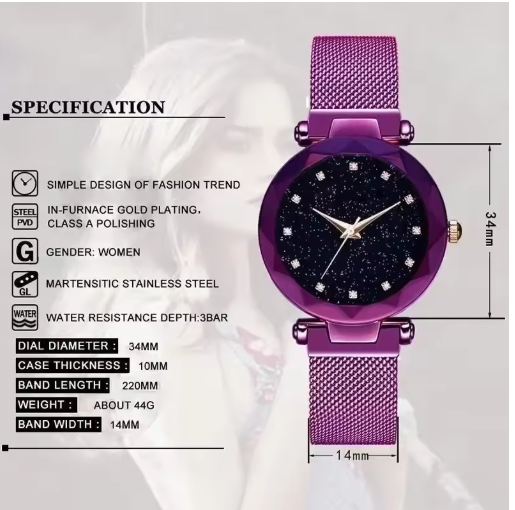Montre Étanche avec Design de Ciel Étoilé pour les Filles