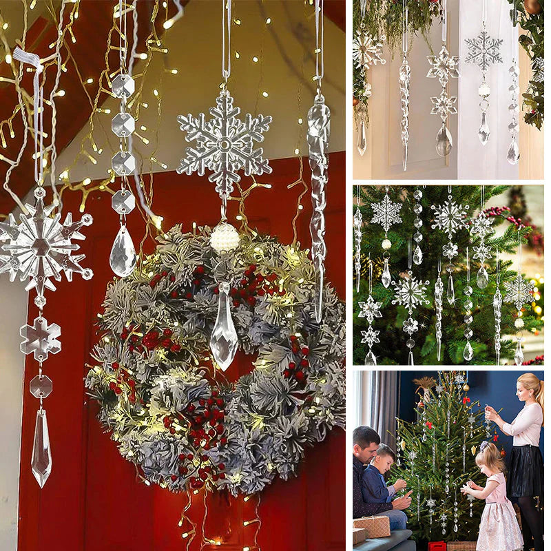 Flocons de Neige en Cristal Décorations de Sapin de Noël