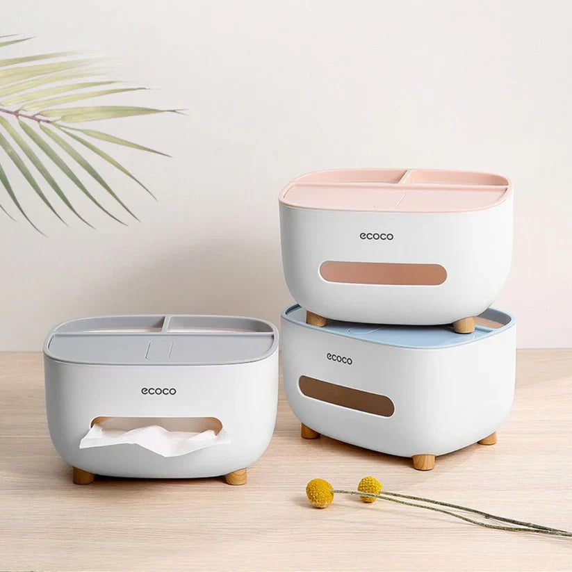 Boîte de Rangement Multifonctionnelle avec Distributeur de Mouchoirs en Papier
