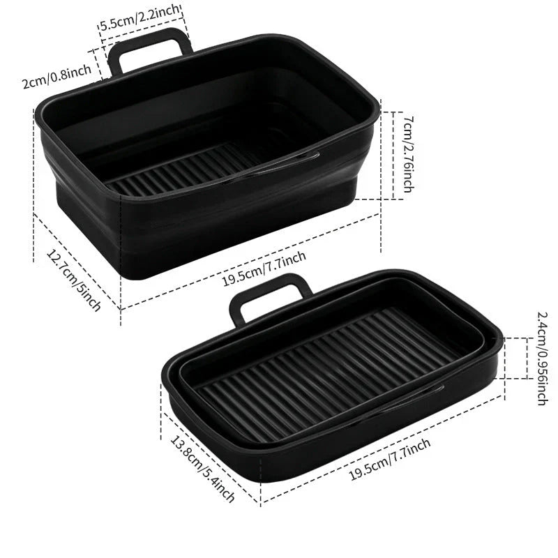 Plaque à Pâtisserie Pliable en Silicone pour Friteuse à Air Chaud - Réutilisable et Pratique
