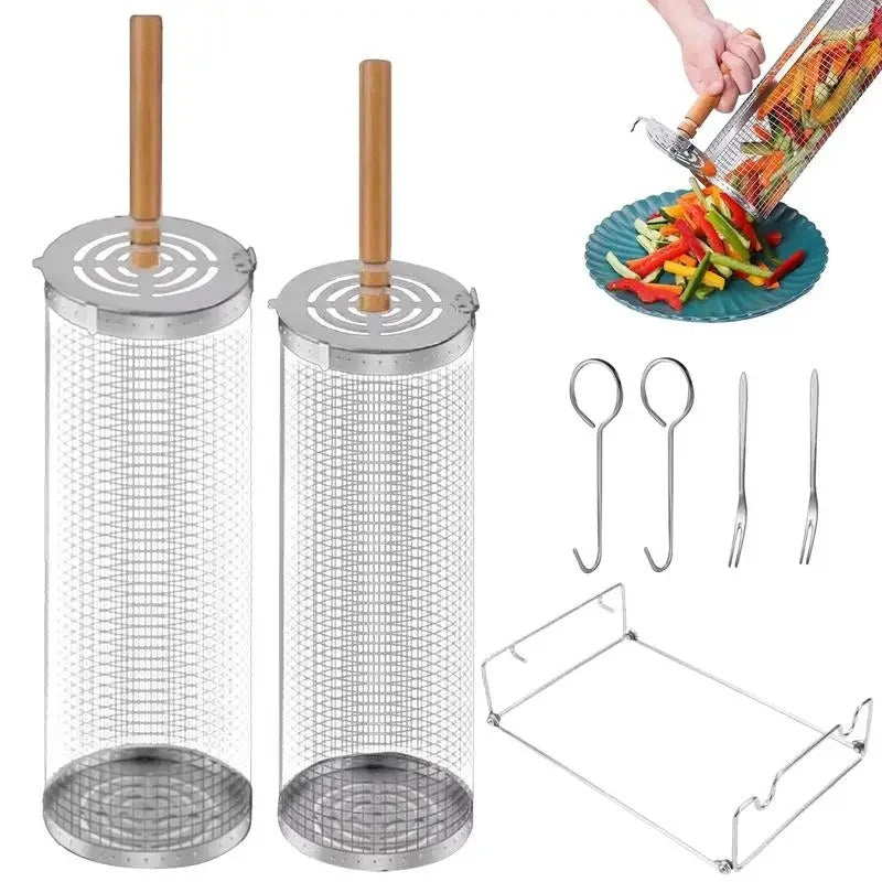 Cage de Gril Rotative en Acier Inoxydable