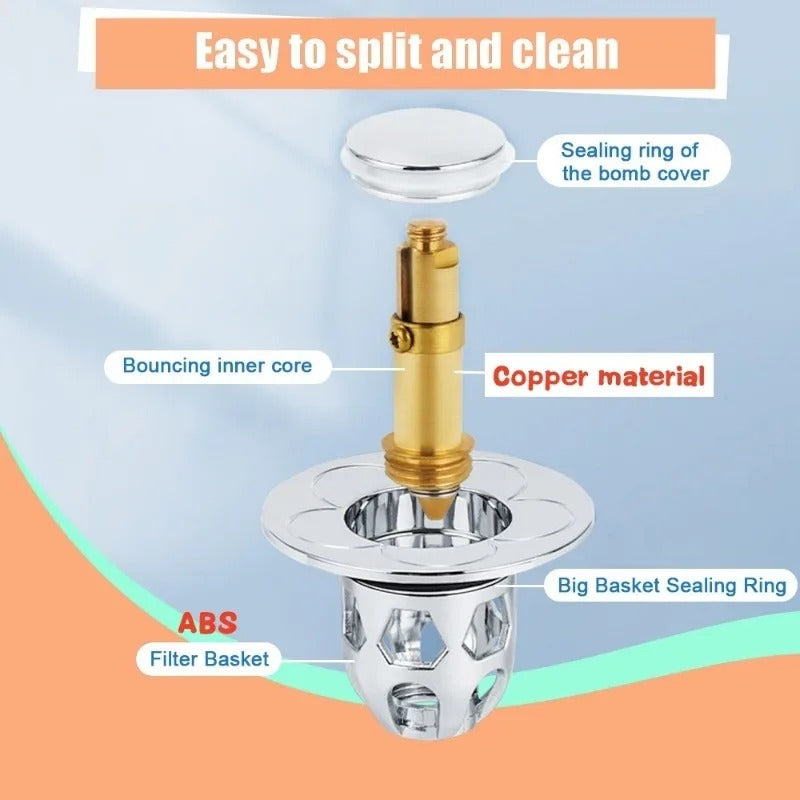 Bouchon de Vidange Universel pour Lavabo - Adaptation Parfaite à Tous les Lavabos