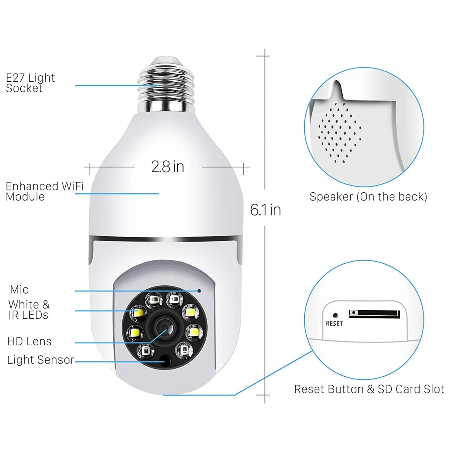 Caméra de Surveillance sans Fil Intelligente avec Lampe Intégrée
