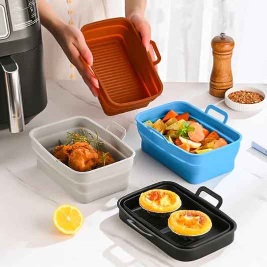 Plaque à Pâtisserie Pliable en Silicone pour Friteuse à Air Chaud - Réutilisable et Pratique