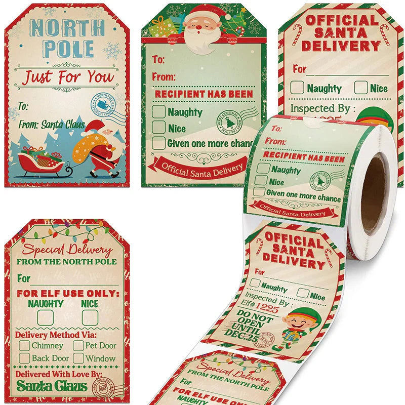 Rouleau D' Autocollants Cadeaux de Noël (200 Pièces)