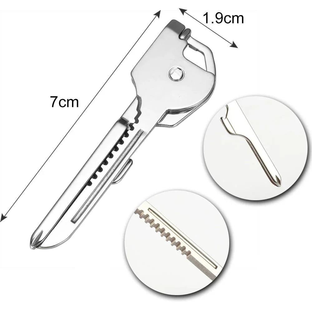 Mini-outil 6 en 1 Porte-clés en Acier Inoxydable