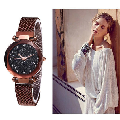 Montre Étanche avec Design de Ciel Étoilé pour les Filles