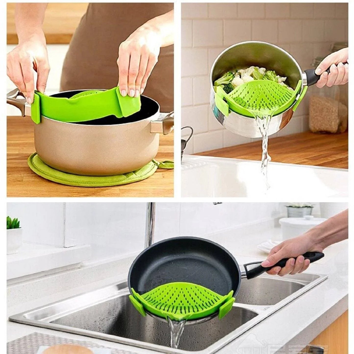 Adaptateur de Passoire en Silicone Innovant pour les Casseroles et les Poêles