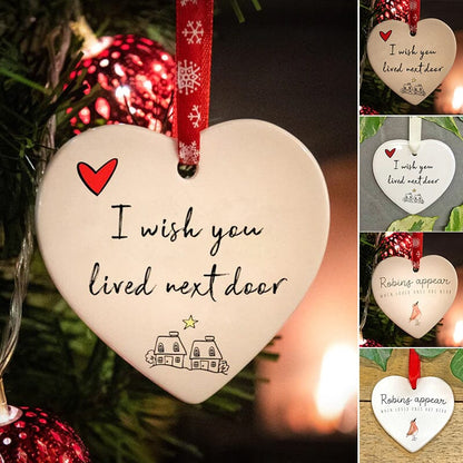 Pendentif de Noël en Forme de Cœur, en Céramique