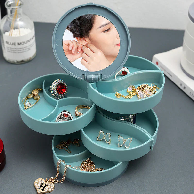 Rangement à Bijoux Pivotant à Plusieurs Niveaux