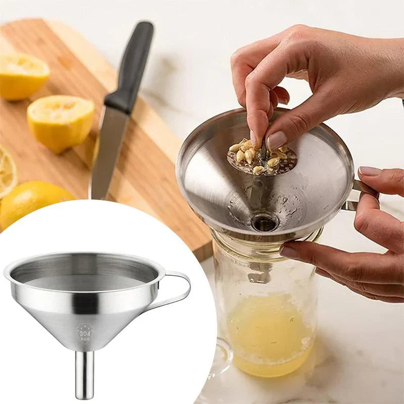 Entonnoir à Huile de Cuisine en Acier Inoxydable avec Passoire