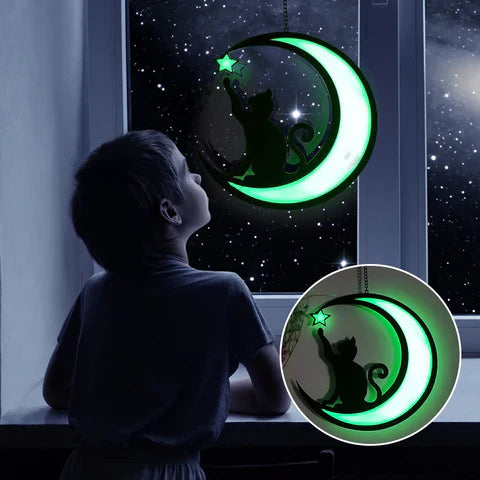 Chat de Lune Déco de Fenêtre - L' Élégance Magique pour Ta Maison!
