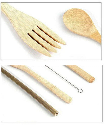 Set de Couverts en Bambou Durable - Portable, Élégant et Respectueux de L' Environnement