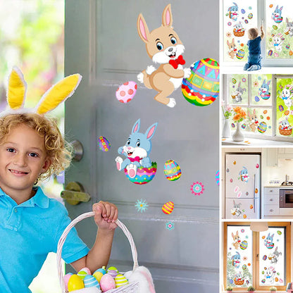 Magie de Printemps - Autocollant de Fenêtre Lapin de Pâques pour une Décoration Festive