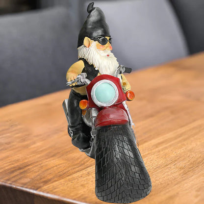 Une Drôle de Statue de Gnomes en Moto - L' Accroche - Regard pour le Jardin & la Maison