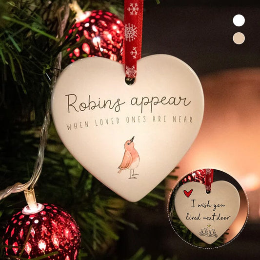 Pendentif de Noël en Forme de Cœur, en Céramique