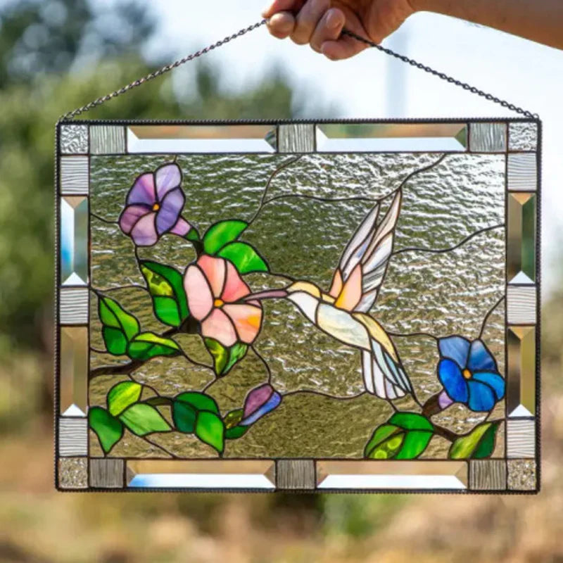 Pendentifs Oiseaux en Verre Coloré pour Décoration de Fenêtre