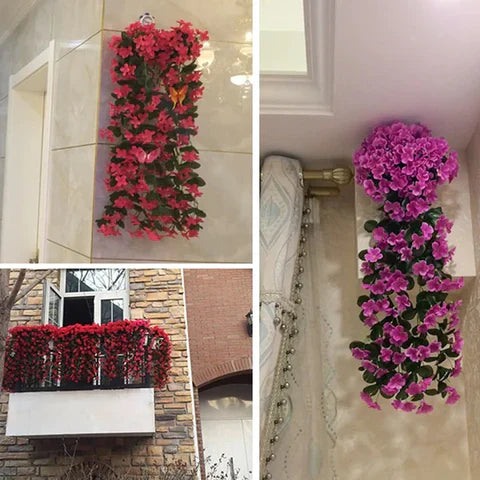 Corbeille Décorative Suspendue avec des Violettes Artificielles - L' Élégance pour Ta Maison!
