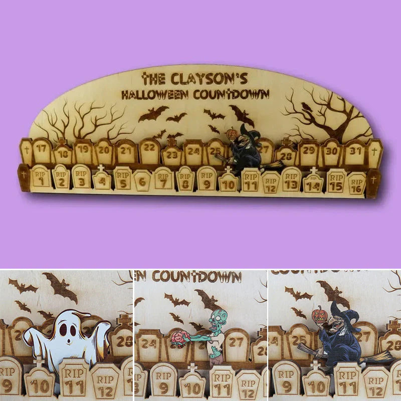 Calendrier du Compte à Rebours D' Halloween en Bois