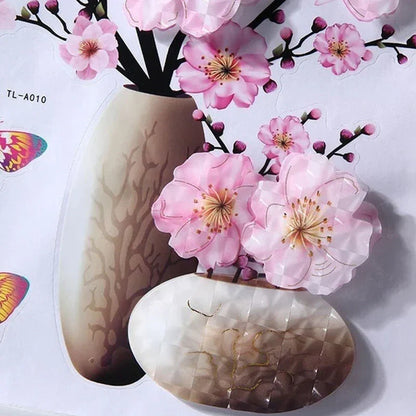 Set de Tatouages Muraux 3d de Fleurs - Bricolage Vase de Plantes