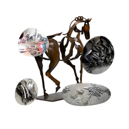Elégante Figurine de Cheval en Métal - Décoration Élégante pour Votre Maison