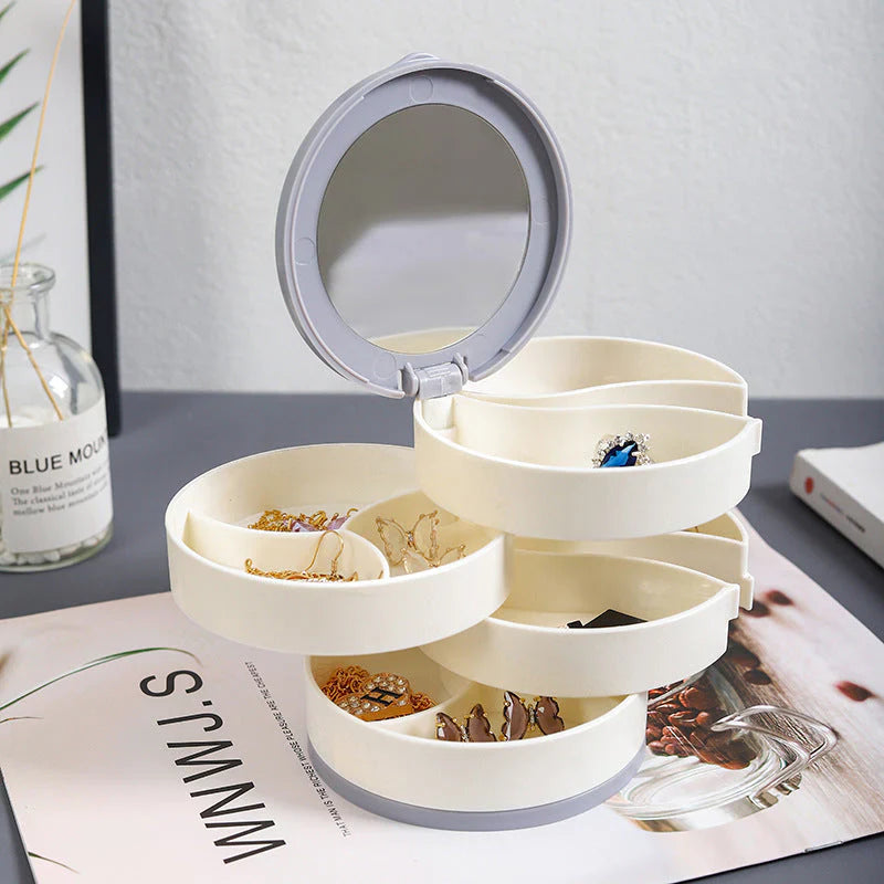 Rangement à Bijoux Pivotant à Plusieurs Niveaux