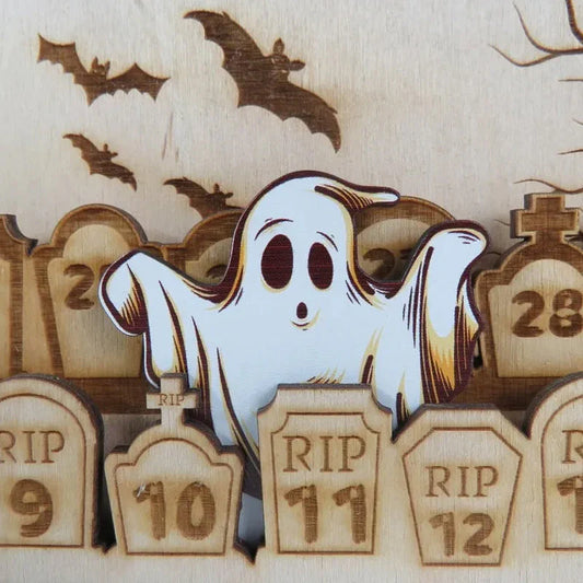 Calendrier du Compte à Rebours D' Halloween en Bois