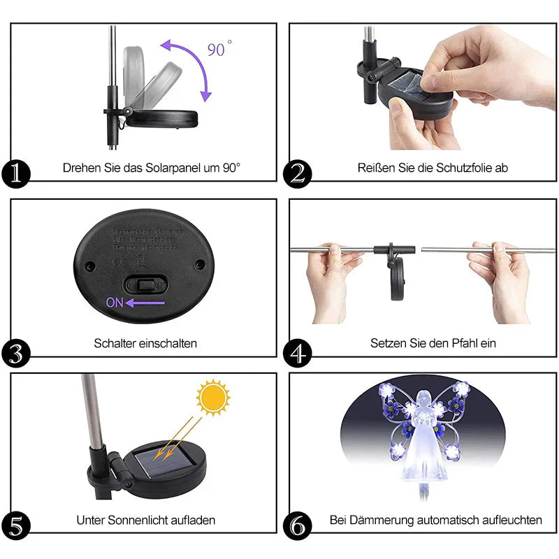Lampe Angélique Solaire Étanche - un Symbole de Souvenir & D' Espoir