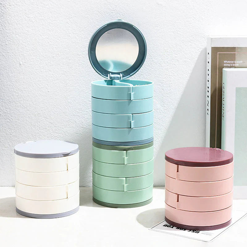 Rangement à Bijoux Pivotant à Plusieurs Niveaux