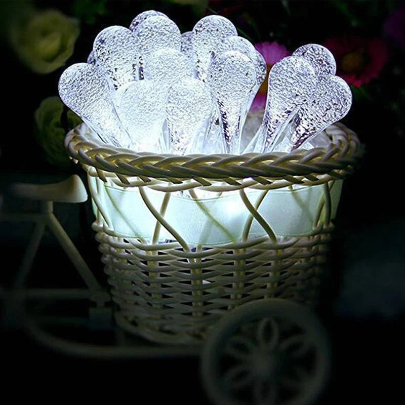 Chaîne Lumineuse Solaire Led en Forme de Goutte